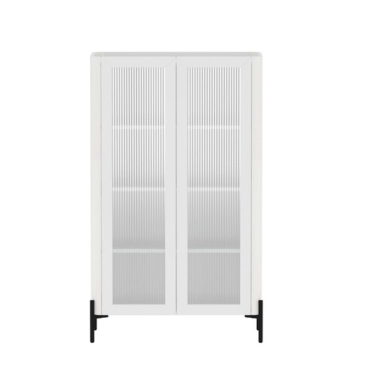 Manhattan Comfort - Abbey Décor Cabinet with 4 Adjustable Shelves in White - BC002-WH veiw 1