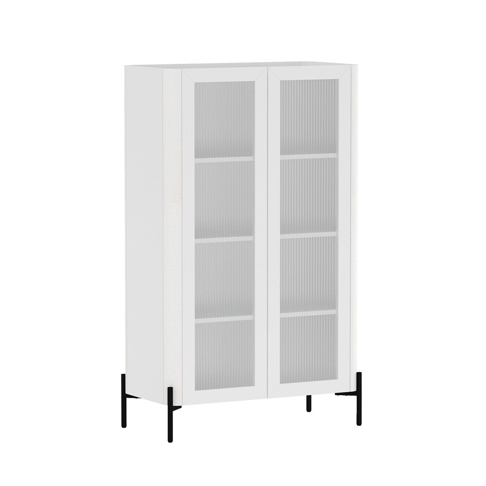 Manhattan Comfort - Abbey Décor Cabinet with 4 Adjustable Shelves in White - BC002-WH veiw 2
