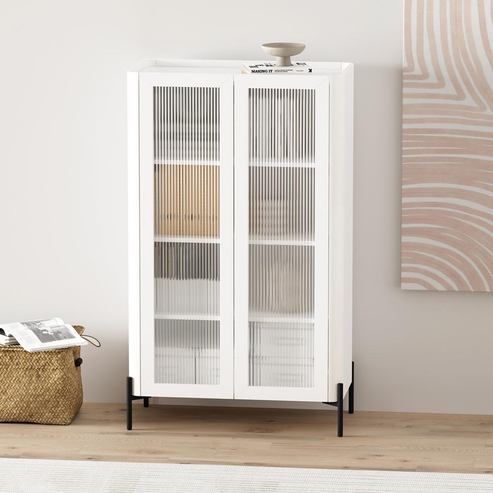 Manhattan Comfort - Abbey Décor Cabinet with 4 Adjustable Shelves in White - BC002-WH veiw 9