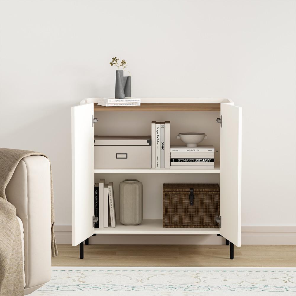 Manhattan Comfort - 2-Piece Abbey Accent Cabinet and Bookcase with 6 Adjustable Shelves in Maple and Off White - 2-AFBC042-OW veiw 8