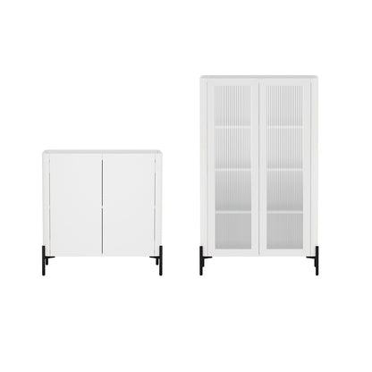 Manhattan Comfort - 2-Piece Abbey Accent Cabinet and Bookcase with 6 Adjustable Shelves in White - 2-AFBC042-WH veiw 1