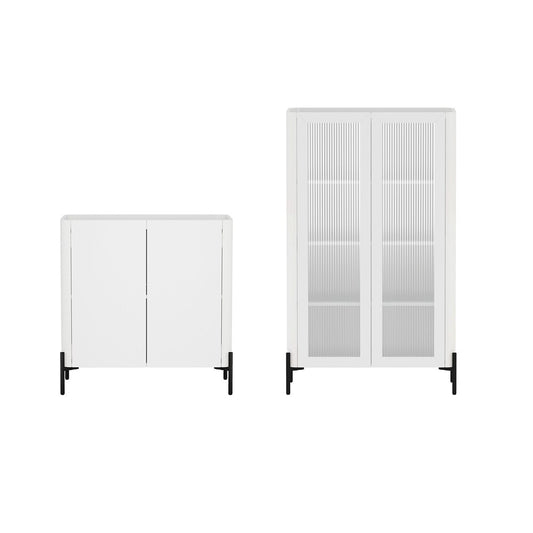 Manhattan Comfort - 2-Piece Abbey Accent Cabinet and Bookcase with 6 Adjustable Shelves in White - 2-AFBC042-WH veiw 1