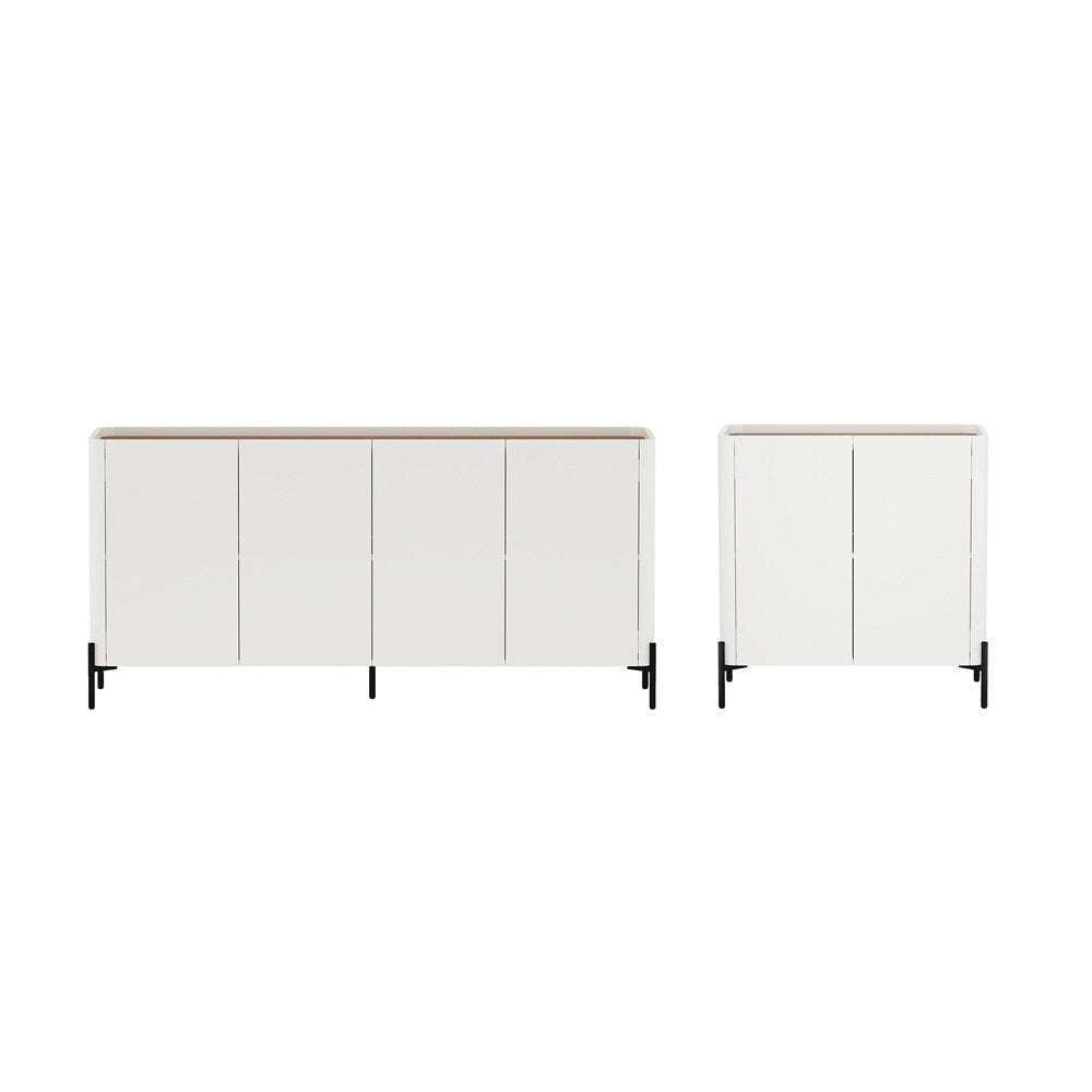 Manhattan Comfort - 2-Piece Abbey Accent Cabinet and Sideboard with 6 Adjustable Shelves in Maple and Off White - 2-AFSB046-OW veiw 1