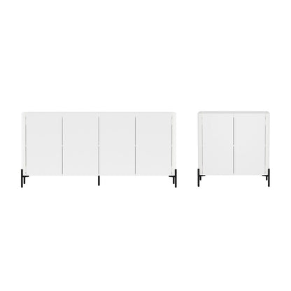 Manhattan Comfort - 2-Piece Abbey Accent Cabinet and Sideboard with 6 Adjustable Shelves in White - 2-AFSB046-WH veiw 1