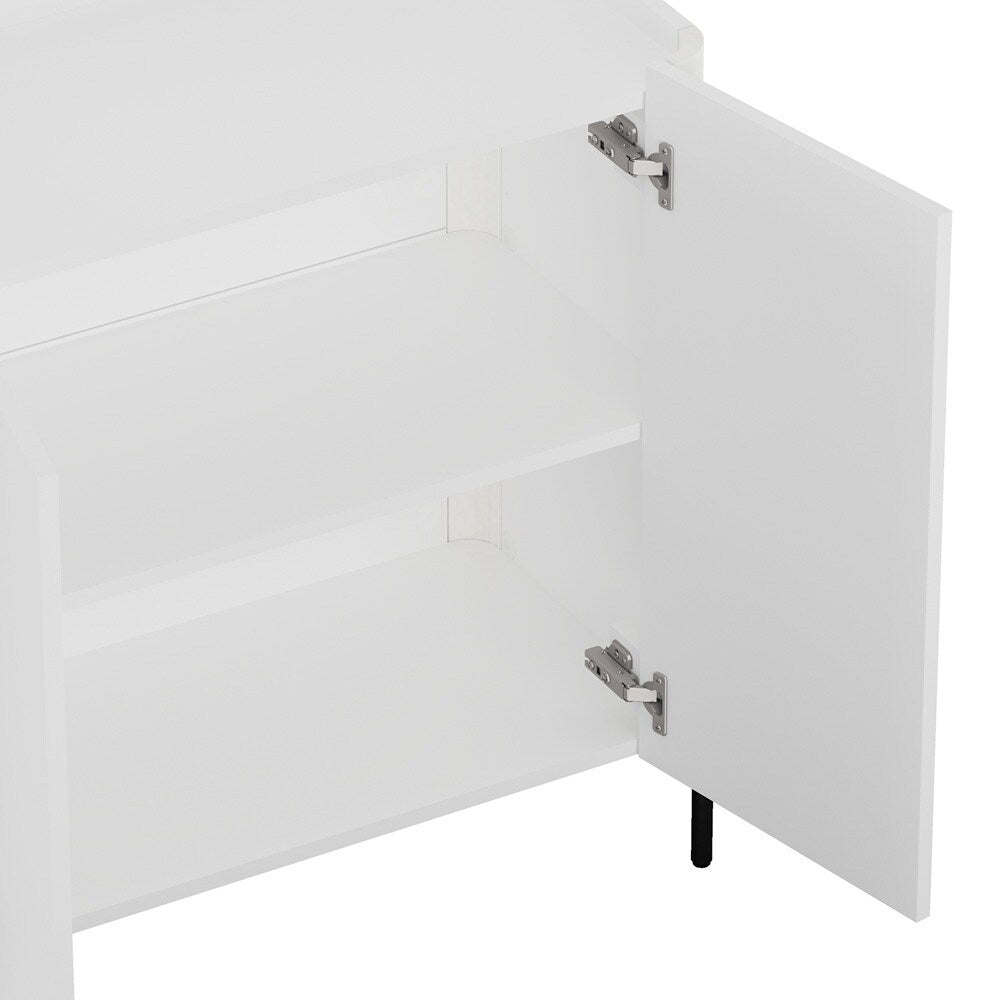 Manhattan Comfort - 2-Piece Abbey Accent Cabinet and Sideboard with 6 Adjustable Shelves in White - 2-AFSB046-WH veiw 7