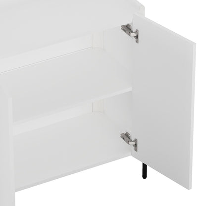 Manhattan Comfort - 2-Piece Abbey Accent Cabinet and Sideboard with 6 Adjustable Shelves in White - 2-AFSB046-WH veiw 7