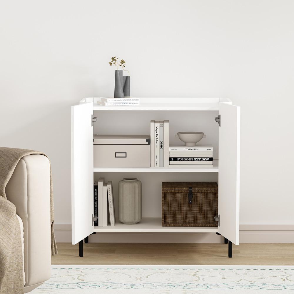 Manhattan Comfort - 2-Piece Abbey Accent Cabinet and Sideboard with 6 Adjustable Shelves in White - 2-AFSB046-WH veiw 8