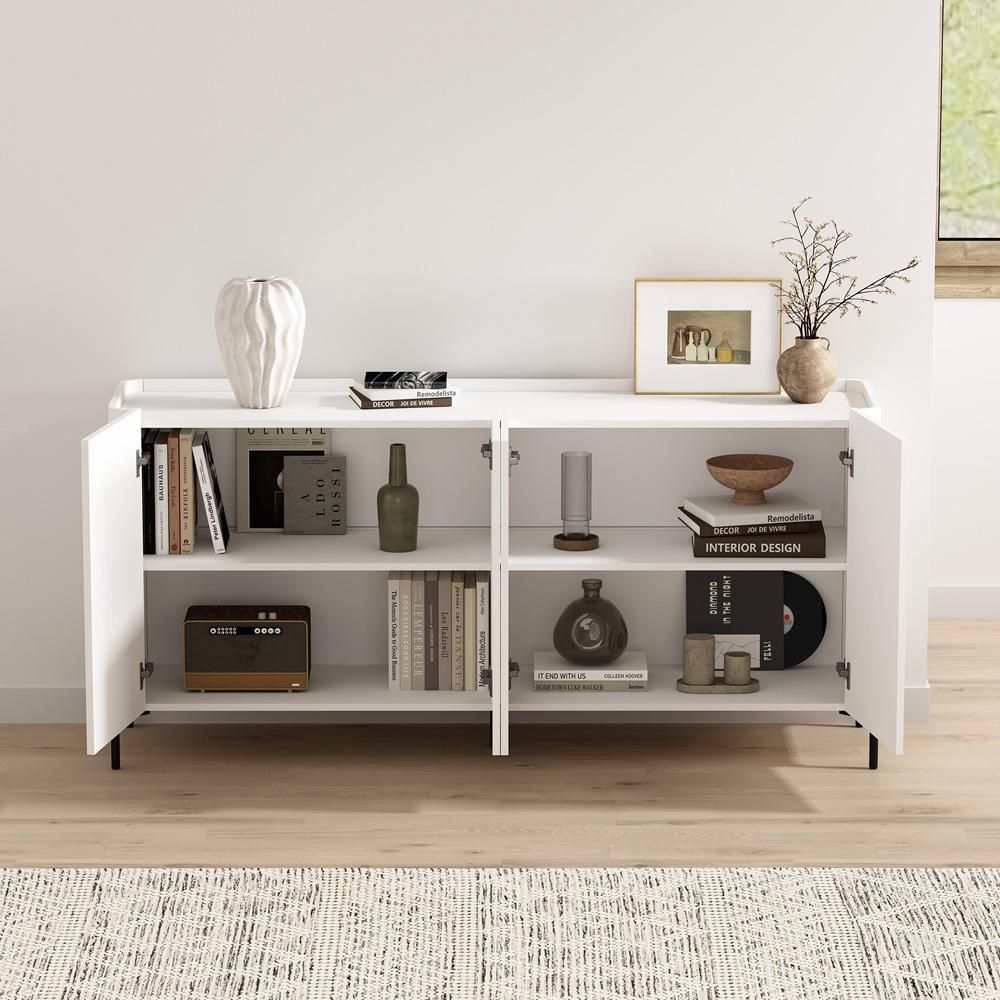 Manhattan Comfort - 2-Piece Abbey Accent Cabinet and Sideboard with 6 Adjustable Shelves in White - 2-AFSB046-WH veiw 9