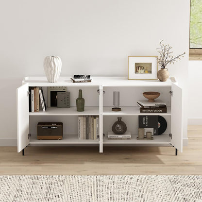 Manhattan Comfort - 2-Piece Abbey Accent Cabinet and Sideboard with 6 Adjustable Shelves in White - 2-AFSB046-WH veiw 9