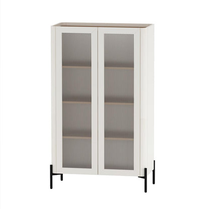 Manhattan Comfort - 2-Piece Abbey Bookcase and Sideboard with 8 Adjustable Shelves in Maple and Off White - 2-BCSB026-OW veiw 2