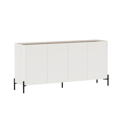 Manhattan Comfort - 2-Piece Abbey Bookcase and Sideboard with 8 Adjustable Shelves in Maple and Off White - 2-BCSB026-OW veiw 3