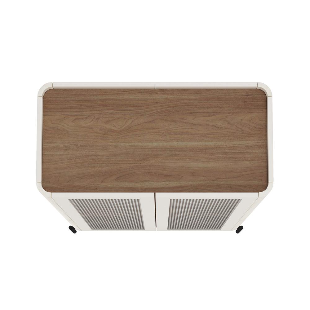 Manhattan Comfort - 2-Piece Abbey Bookcase and Sideboard with 8 Adjustable Shelves in Maple and Off White - 2-BCSB026-OW veiw 6