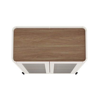 Manhattan Comfort - 2-Piece Abbey Bookcase and Sideboard with 8 Adjustable Shelves in Maple and Off White - 2-BCSB026-OW veiw 6