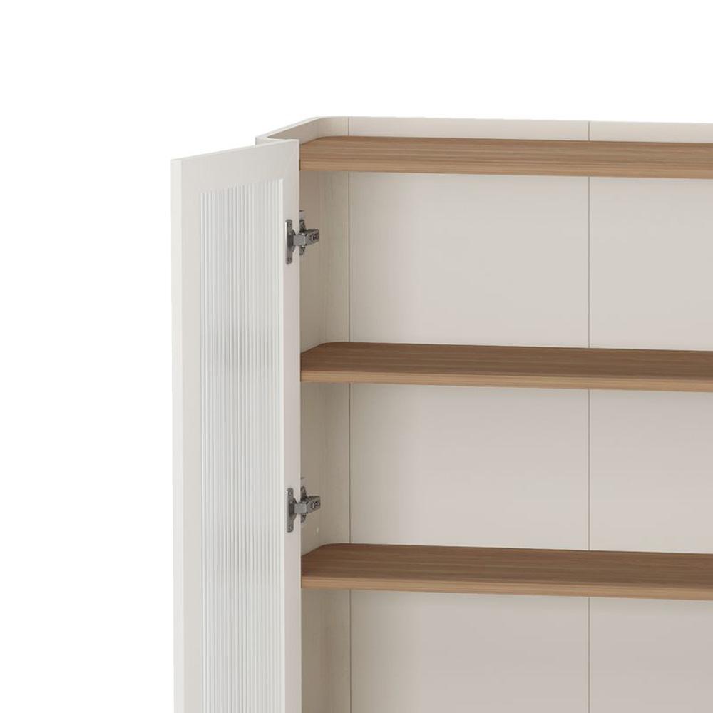 Manhattan Comfort - 2-Piece Abbey Bookcase and Sideboard with 8 Adjustable Shelves in Maple and Off White - 2-BCSB026-OW veiw 7