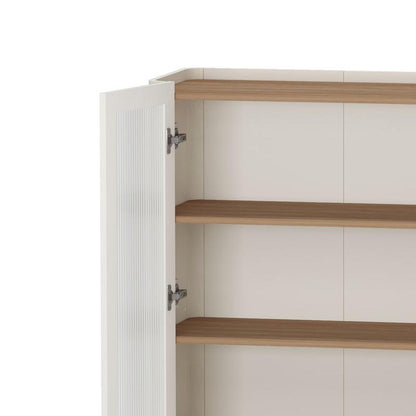 Manhattan Comfort - 2-Piece Abbey Bookcase and Sideboard with 8 Adjustable Shelves in Maple and Off White - 2-BCSB026-OW veiw 7