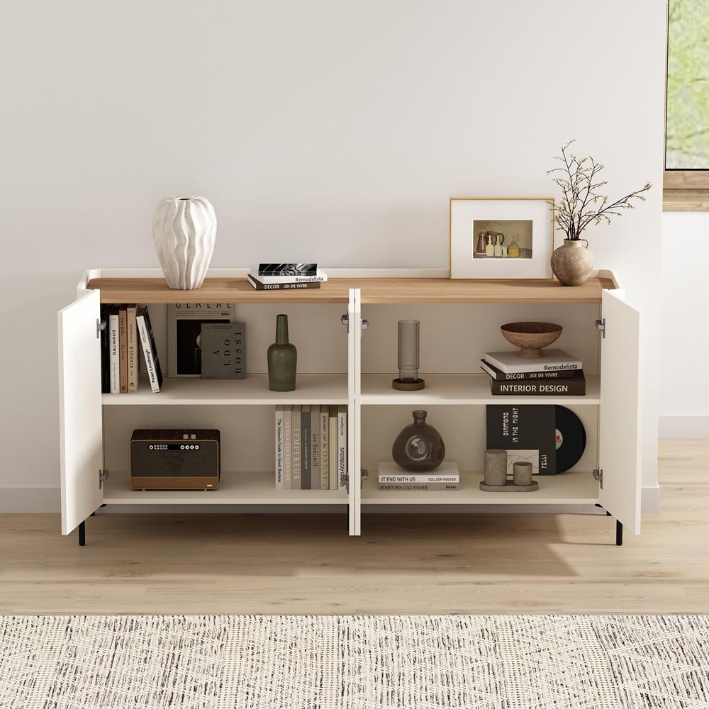 Manhattan Comfort - 2-Piece Abbey Bookcase and Sideboard with 8 Adjustable Shelves in Maple and Off White - 2-BCSB026-OW veiw 10