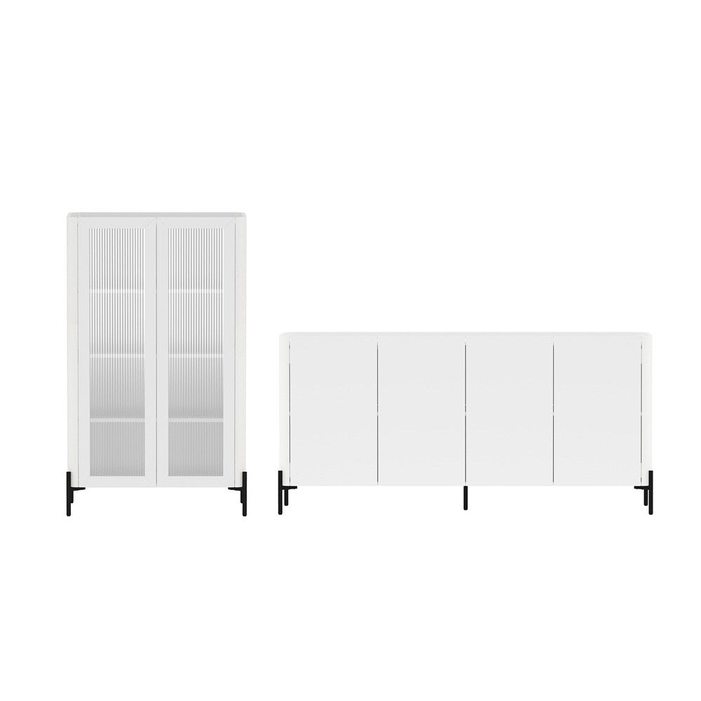 Manhattan Comfort - 2-Piece Abbey Bookcase and Sideboard with 8 Adjustable Shelves in White - 2-BCSB026-WH veiw 1