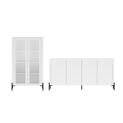 Manhattan Comfort - 2-Piece Abbey Bookcase and Sideboard with 8 Adjustable Shelves in White - 2-BCSB026-WH veiw 1