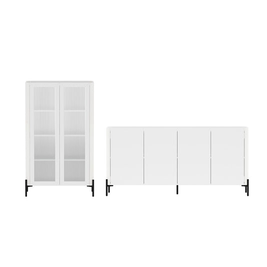 Manhattan Comfort - 2-Piece Abbey Bookcase and Sideboard with 8 Adjustable Shelves in White - 2-BCSB026-WH veiw 1