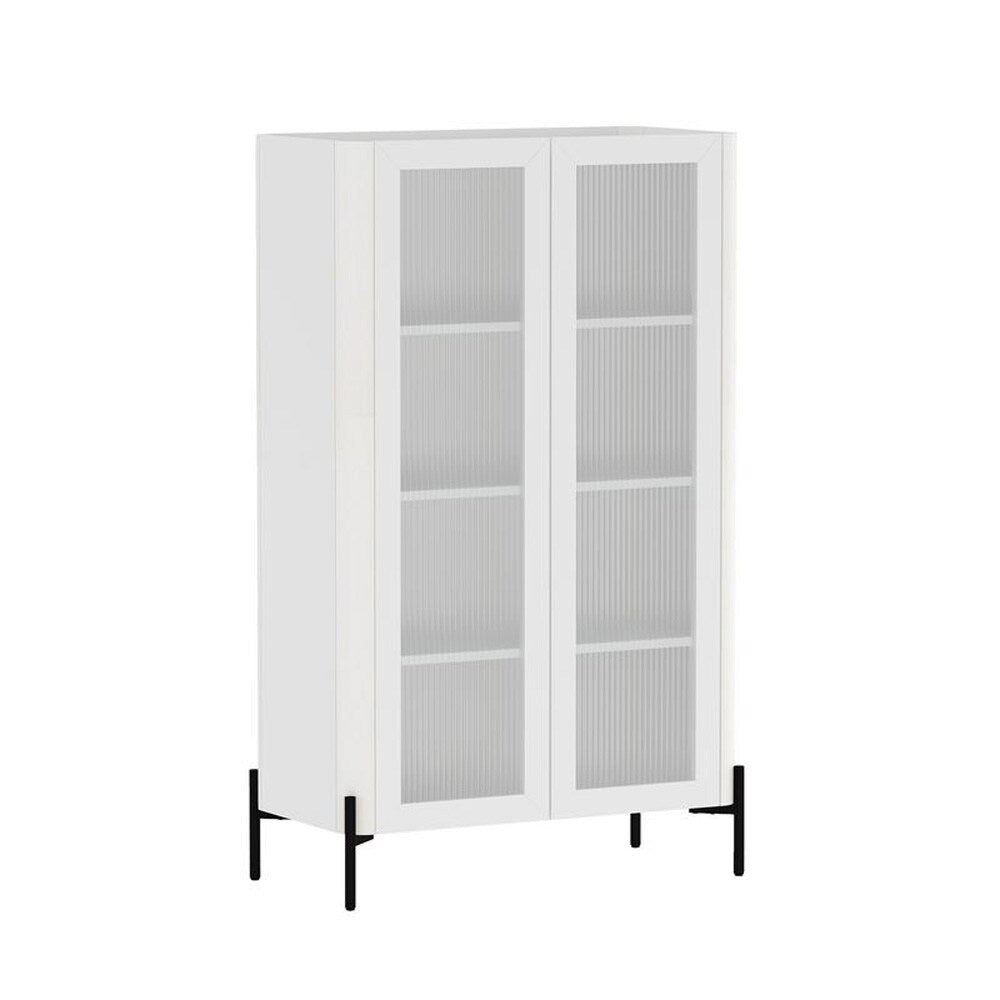 Manhattan Comfort - 2-Piece Abbey Bookcase and Sideboard with 8 Adjustable Shelves in White - 2-BCSB026-WH veiw 2