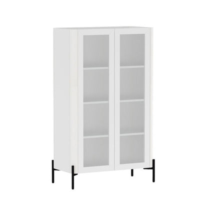 Manhattan Comfort - 2-Piece Abbey Bookcase and Sideboard with 8 Adjustable Shelves in White - 2-BCSB026-WH veiw 2