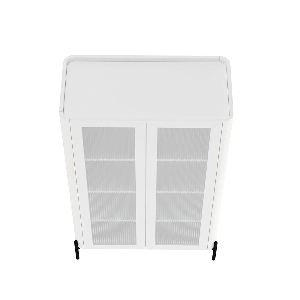 Manhattan Comfort - 2-Piece Abbey Bookcase and Sideboard with 8 Adjustable Shelves in White - 2-BCSB026-WH veiw 6