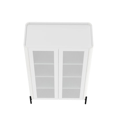 Manhattan Comfort - 2-Piece Abbey Bookcase and Sideboard with 8 Adjustable Shelves in White - 2-BCSB026-WH veiw 6
