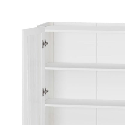 Manhattan Comfort - 2-Piece Abbey Bookcase and Sideboard with 8 Adjustable Shelves in White - 2-BCSB026-WH veiw 8