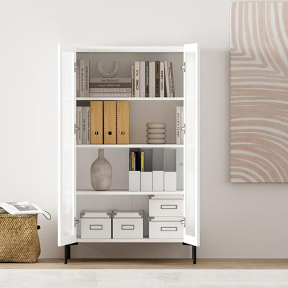Manhattan Comfort - 2-Piece Abbey Bookcase and Sideboard with 8 Adjustable Shelves in White - 2-BCSB026-WH veiw 9