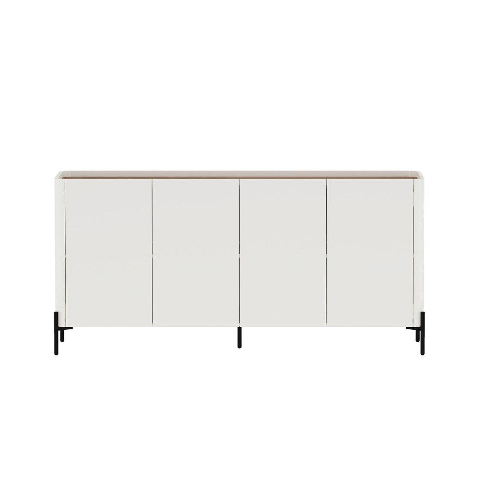 Manhattan Comfort - Abbey Sideboard with 4 Adjustable Shelves in Maple and Off White - SB006-OW veiw 1
