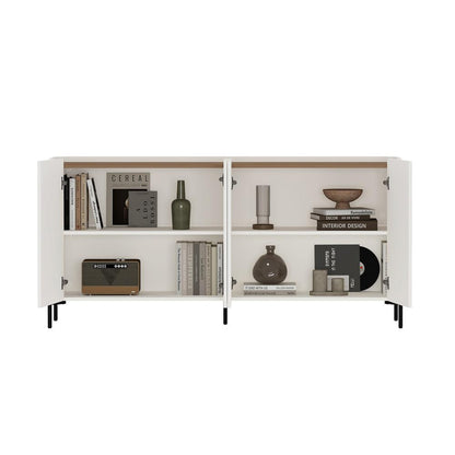 Manhattan Comfort - Abbey Sideboard with 4 Adjustable Shelves in Maple and Off White - SB006-OW veiw 6