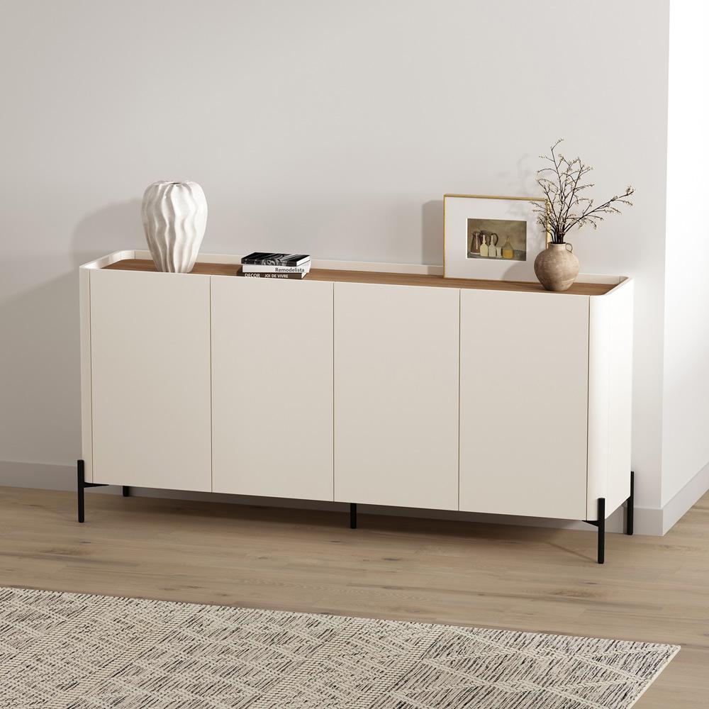 Manhattan Comfort - Abbey Sideboard with 4 Adjustable Shelves in Maple and Off White - SB006-OW veiw 8