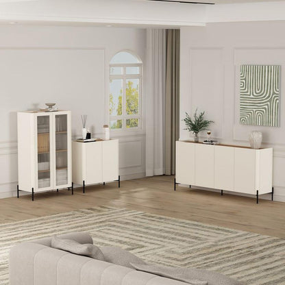 Manhattan Comfort - Abbey Sideboard with 4 Adjustable Shelves in Maple and Off White - SB006-OW veiw 9