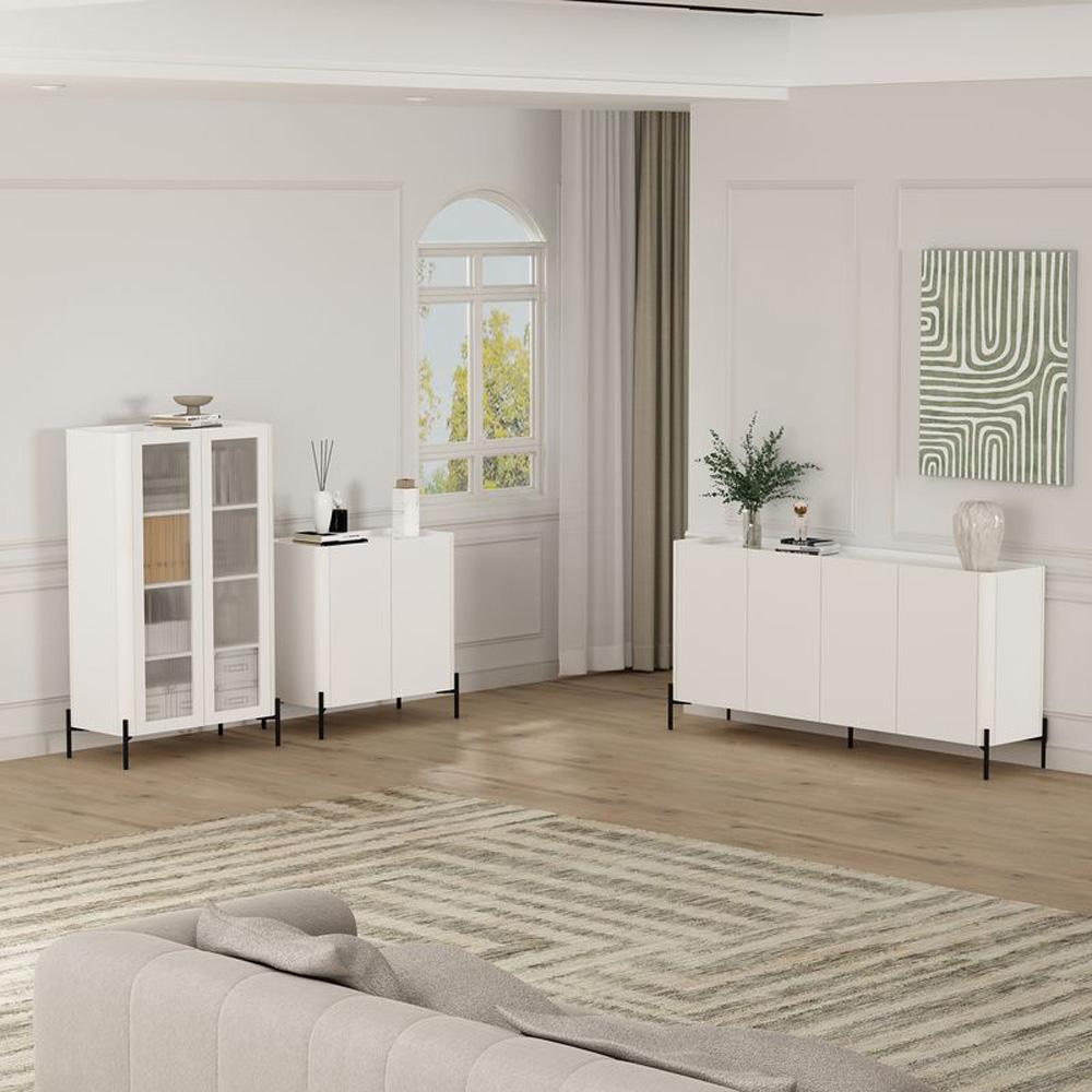Manhattan Comfort - Abbey Sideboard with 4 Adjustable Shelves in White - SB006-WH veiw 9