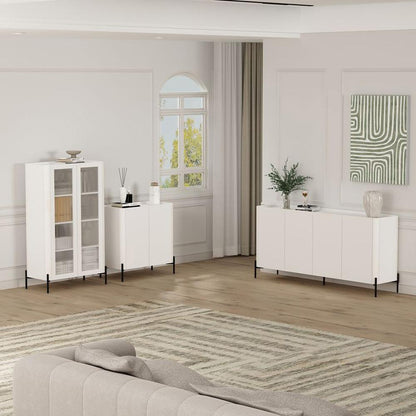 Manhattan Comfort - Abbey Sideboard with 4 Adjustable Shelves in White - SB006-WH veiw 9