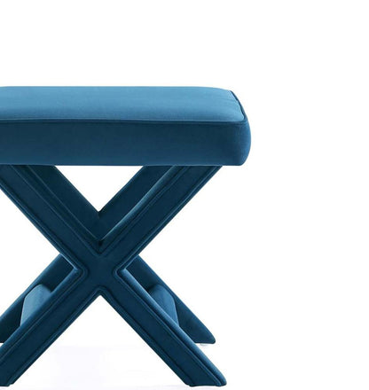 Manhattan Comfort - Abigail 20W Velvet Bench with Solid Wood Legs in Blue - OT004-BL veiw 9