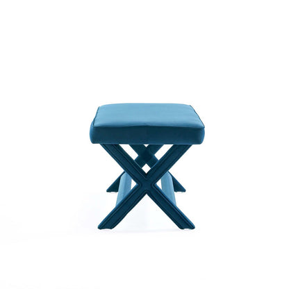 Manhattan Comfort - Abigail 42W Velvet Bench with Solid Wood Legs in Blue - OT005-BL veiw 5