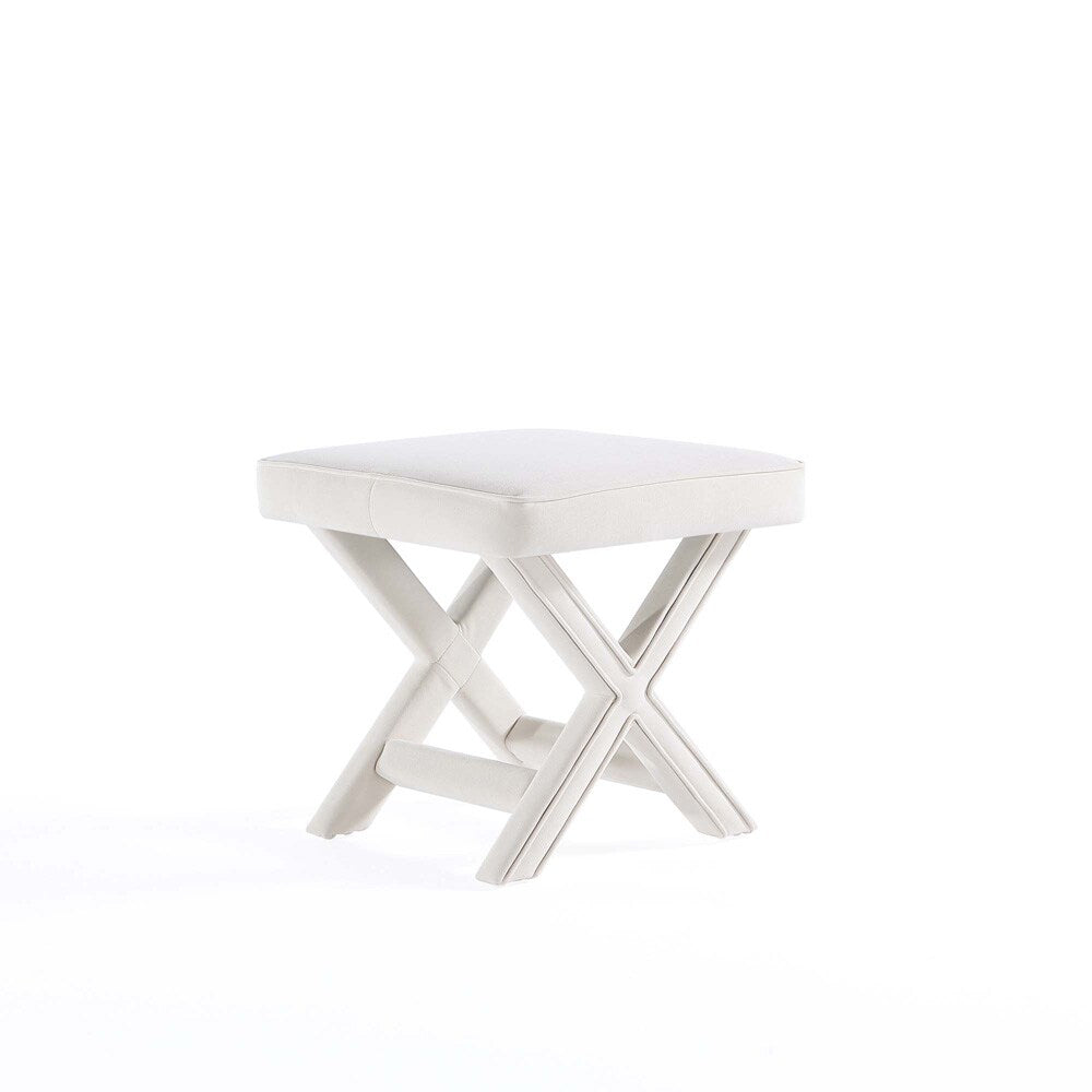 Manhattan Comfort - Abigail 20W Velvet Bench with Solid Wood Legs in Cream - OT004-CR veiw 1