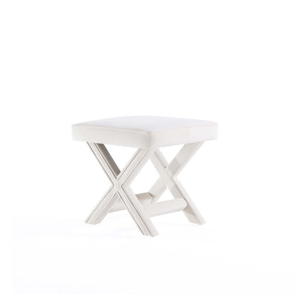 Manhattan Comfort - Abigail 20W Velvet Bench with Solid Wood Legs in Cream - OT004-CR veiw 2