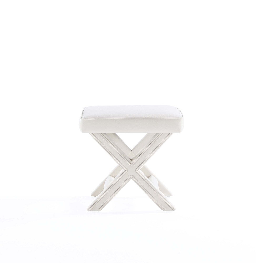 Manhattan Comfort - Abigail 20W Velvet Bench with Solid Wood Legs in Cream - OT004-CR veiw 3