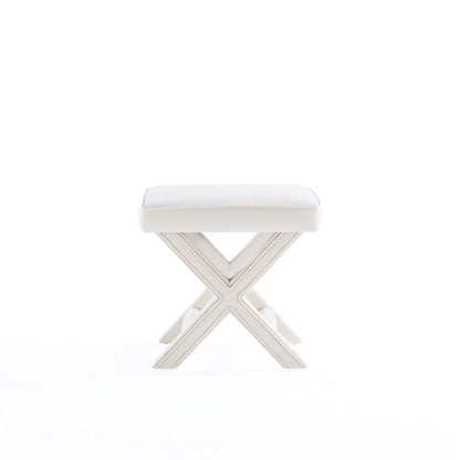 Manhattan Comfort - Abigail 20W Velvet Bench with Solid Wood Legs in Cream - OT004-CR veiw 3