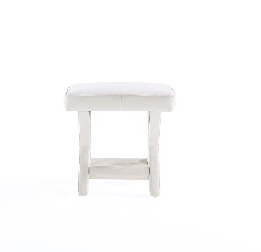 Manhattan Comfort - Abigail 20W Velvet Bench with Solid Wood Legs in Cream - OT004-CR veiw 5