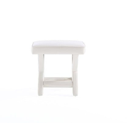 Manhattan Comfort - Abigail 20W Velvet Bench with Solid Wood Legs in Cream - OT004-CR veiw 5