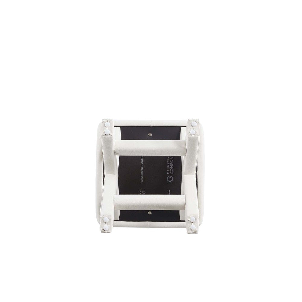 Manhattan Comfort - Abigail 20W Velvet Bench with Solid Wood Legs in Cream - OT004-CR veiw 7