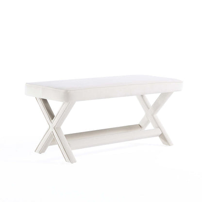 Manhattan Comfort - Abigail 42W Velvet Bench with Solid Wood Legs in Cream - OT005-CR veiw 1