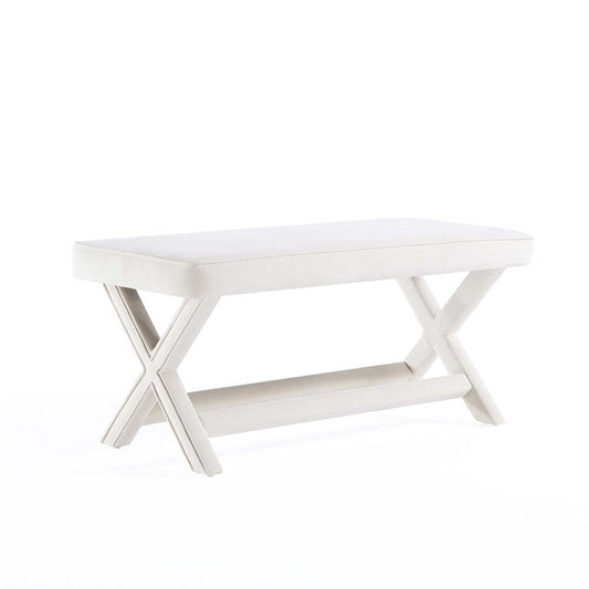 Manhattan Comfort - Abigail 42W Velvet Bench with Solid Wood Legs in Cream - OT005-CR veiw 1