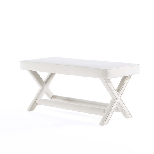 Manhattan Comfort - Abigail 42W Velvet Bench with Solid Wood Legs in Cream - OT005-CR veiw 2