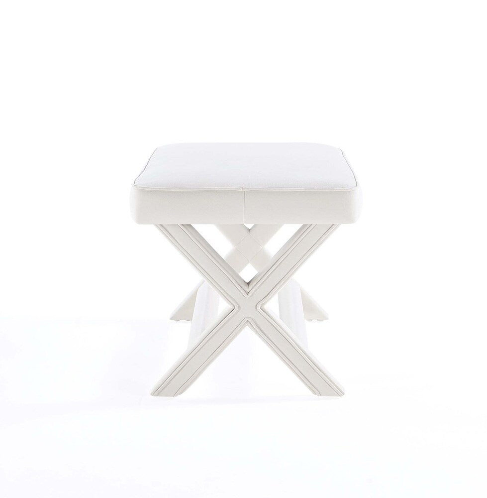 Manhattan Comfort - Abigail 42W Velvet Bench with Solid Wood Legs in Cream - OT005-CR veiw 5