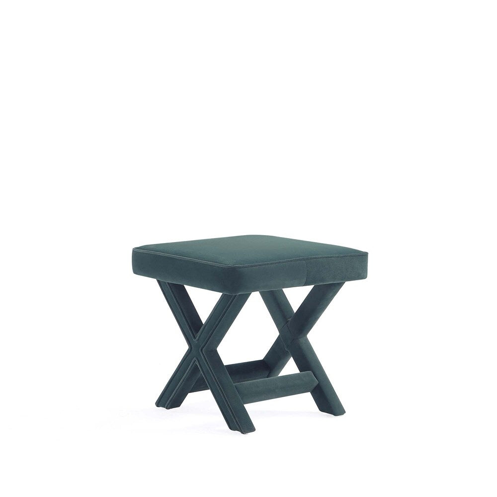 Manhattan Comfort - Abigail 20W Velvet Bench with Solid Wood Legs in Green - OT004-GR veiw 1