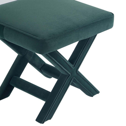 Manhattan Comfort - Abigail 20W Velvet Bench with Solid Wood Legs in Green - OT004-GR veiw 8